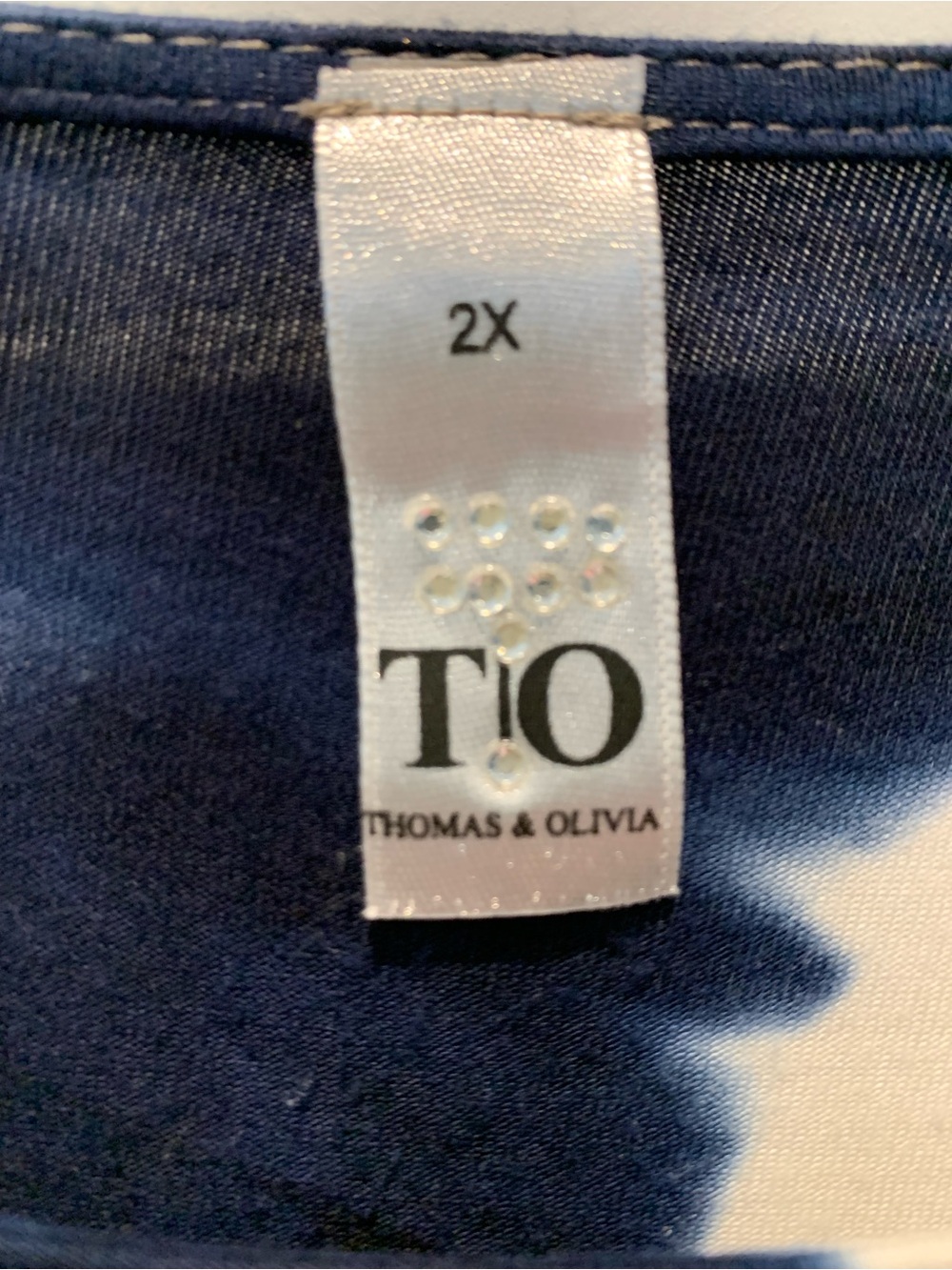 Bling Tie Dye Long Tee Plus size 2X 3/4 length sleeves Thomas and Olivia sparkle - Picture 11 of 12